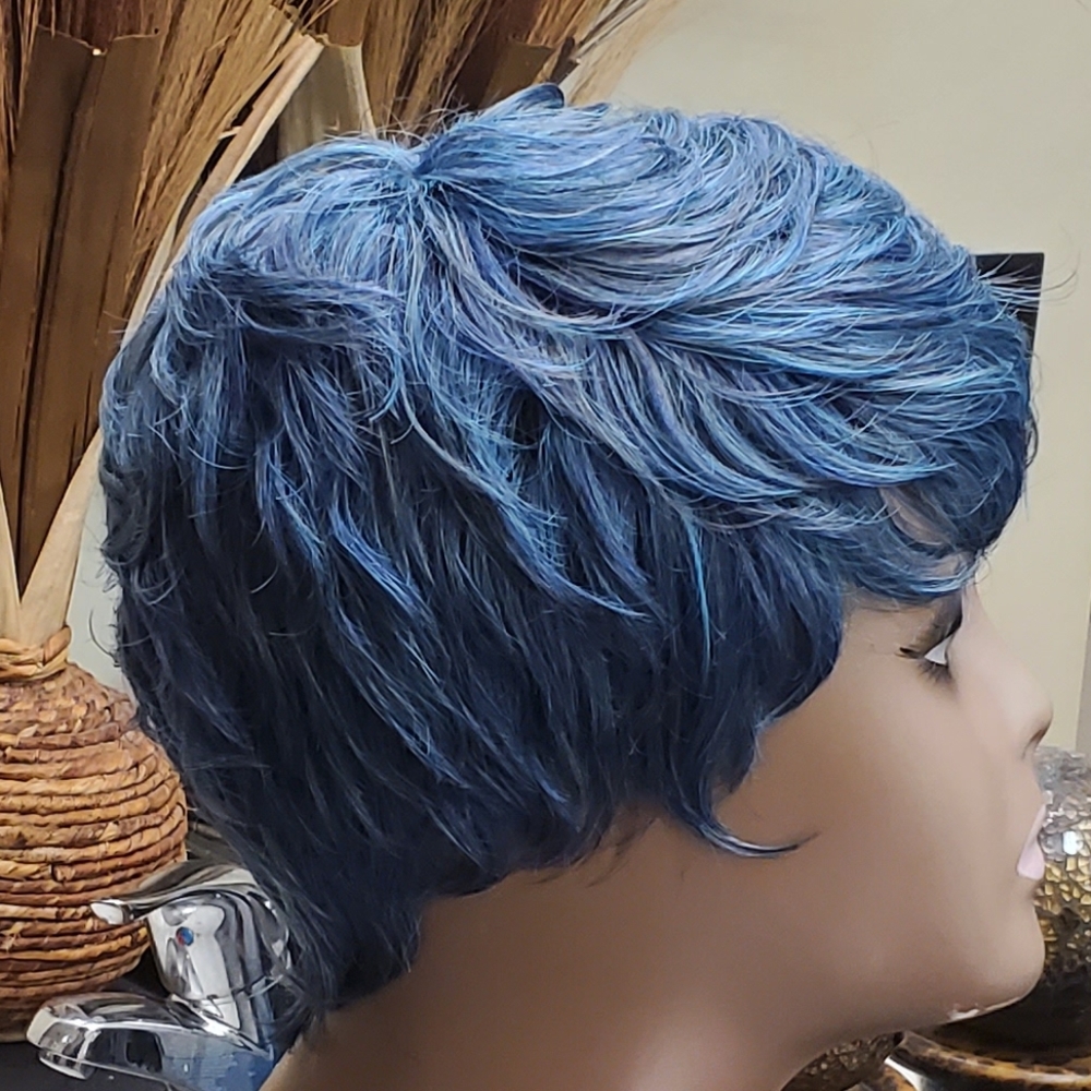 Blue Envy Short Synthetic Wig - Picture 4 of 7